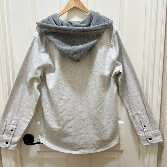 New Quiksilver Hooded Buttoned Flannel Shirt Men's Size M Gray Plaid Y2K Grunge - Picture 11 of 13